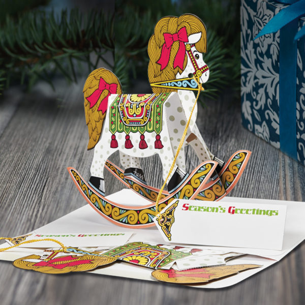 Rocking Horse Pop Up Christmas Card and Ornament