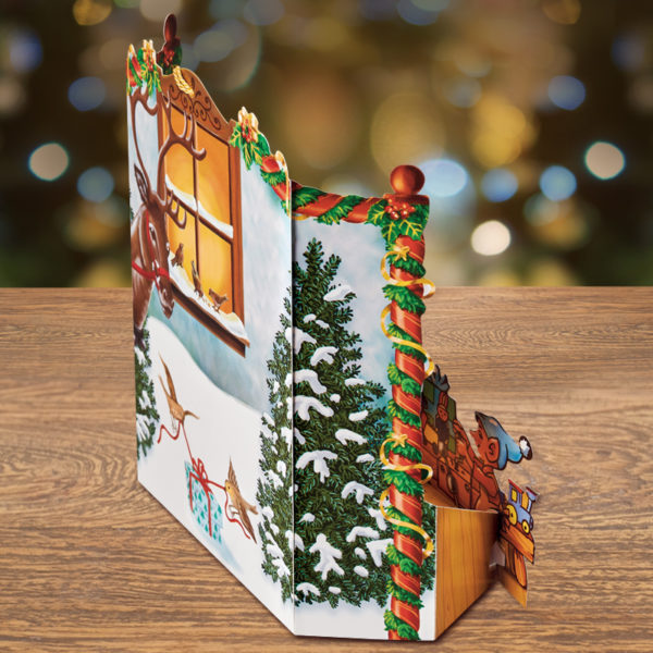 Santas Workshop Christmas Pop Up Card and Ornament - Side View