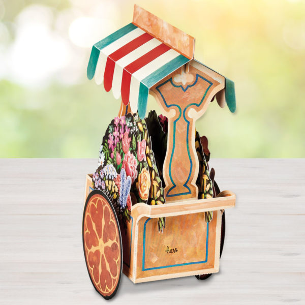 Flower Cart Pop Up Greeting Card - Back View